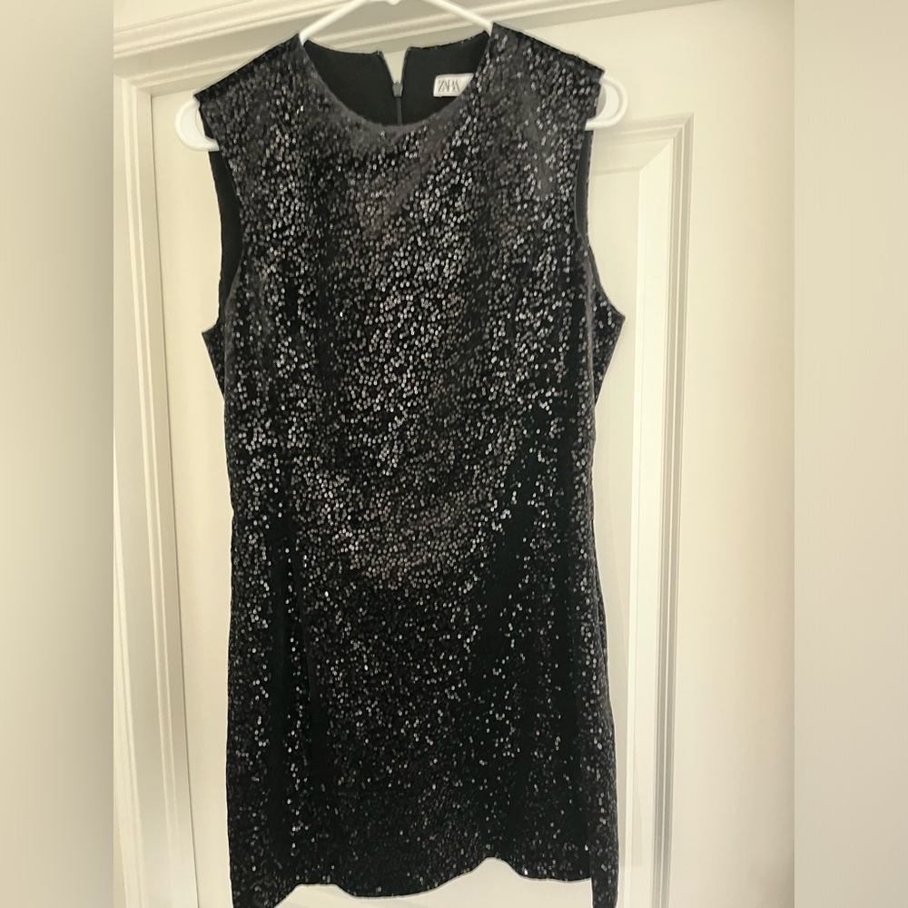 Zara Black Sparkle and velvet dress!